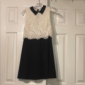 Alice + Olivia Cream A-Line Mini Dress with Peter Pan Collar